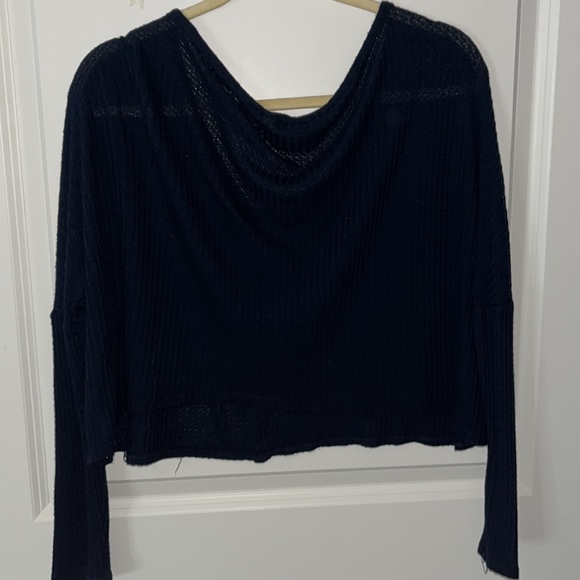 💙blue fake button up swoop neck shirt - Picture 3 of 5